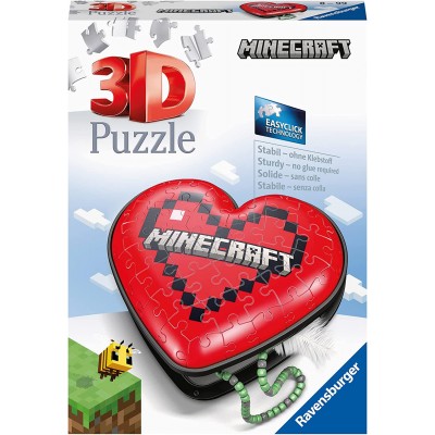 Ravensburger-11285 Puzzle 3D - Boite Coeur - Minecraft