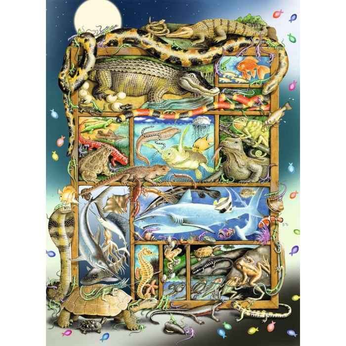 Puzzle Ravensburger-12000866 Pièces XXL - Reptiles sur l'Étagère