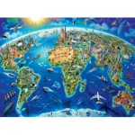 Puzzle  Ravensburger-13227 Pièces XXL - Carte des Monuments du Monde