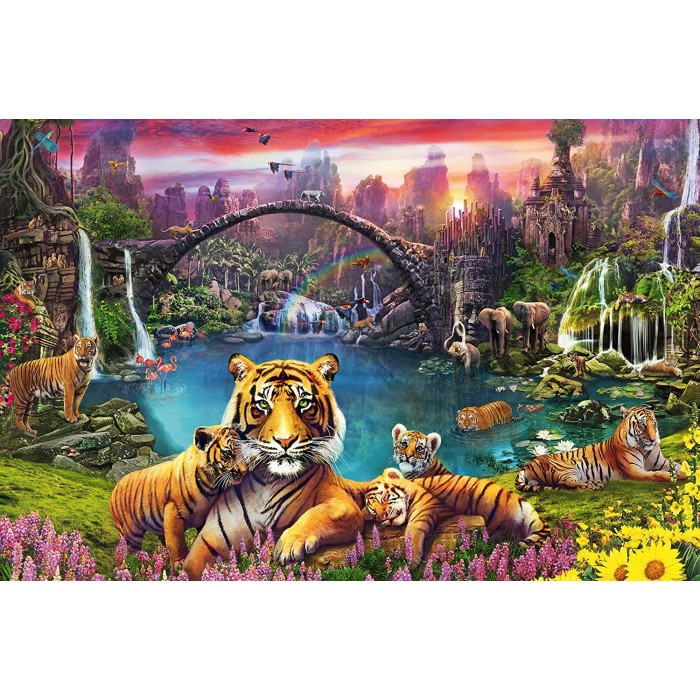 Puzzle Ravensburger-16719 Tigres au Lagon