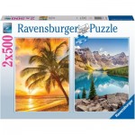  Ravensburger-17267 2 Puzzles - Plage et montagnes