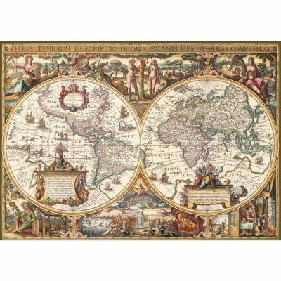 Puzzle Ravensburger-19004 Carte du monde ancienne