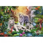 Puzzle  Ravensburger-19947 Famille de tigres blancs
