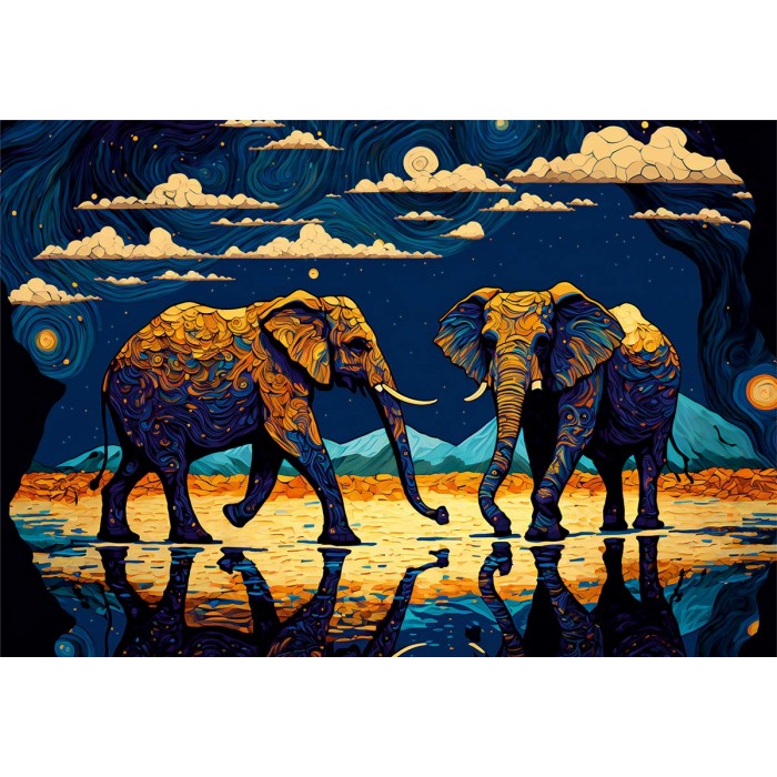 Puzzle  Roovi-81117 Des Éléphants Pleins de Vie