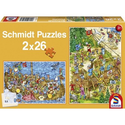 Schmidt-Spiele-56008 2 puzzles : Avec les Vikings