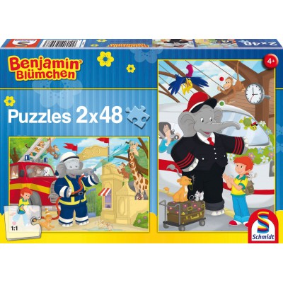 Schmidt-Spiele-56097 2 Puzzles - Benjamin l'Eléphant