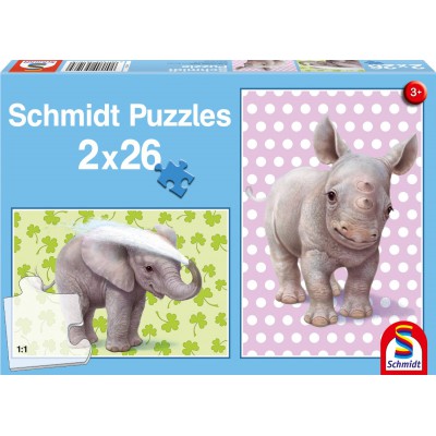 Schmidt-Spiele-56107 2 puzzles : Les bébés du zoo