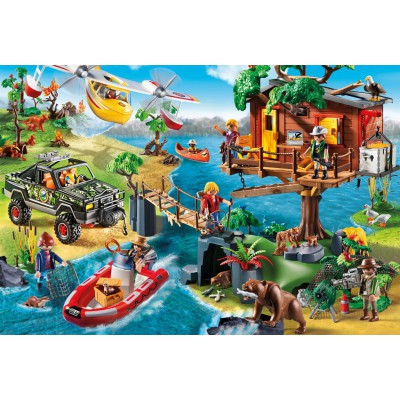Puzzle Schmidt-Spiele-56164 Playmobil, La Maison dans l'Arbre, avec une Figurine