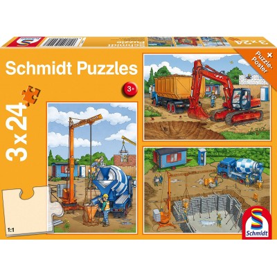 Schmidt-Spiele-56200 3 Puzzles - Sur le Chantier