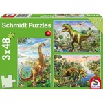  Schmidt-Spiele-56202 3 Puzzles - Dinosaures
