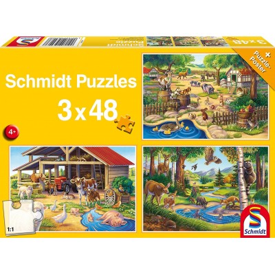Schmidt-Spiele-56203 3 Puzzles - Tous mes Animaux Préférés