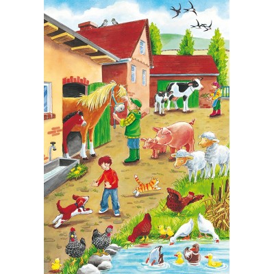 Schmidt-Spiele-56216 3 Puzzles - A La Ferme