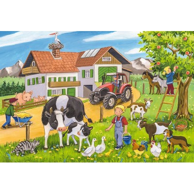 Schmidt-Spiele-56216 3 Puzzles - A La Ferme