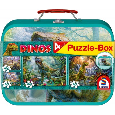 Schmidt-Spiele-56495 4 Puzzles - Dinosaures