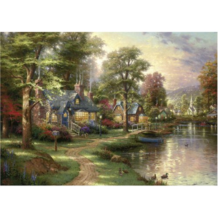 Puzzle  Schmidt-Spiele-57452 Thomas Kinkade: Au Bord du Lac