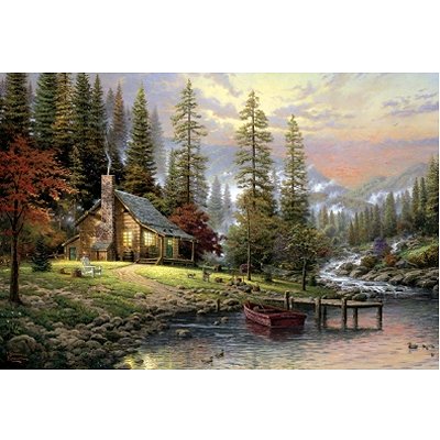 Puzzle Schmidt-Spiele-58455 Thomas Kinkade : Maison de montagne