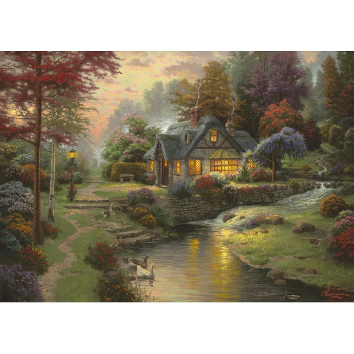 Puzzle  Schmidt-Spiele-58464 Thomas Kinkade : Soirée paisible