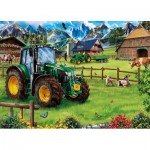 Puzzle  Schmidt-Spiele-58535 Un tracteur John Deere 6120M dans les alpages
