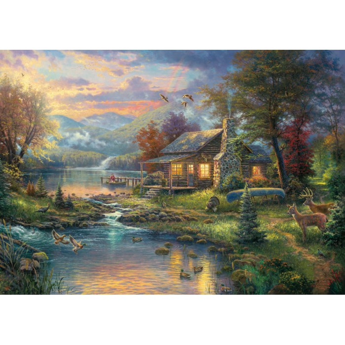 Puzzle  Schmidt-Spiele-59467 Thomas Kinkade, Paradis Naturel