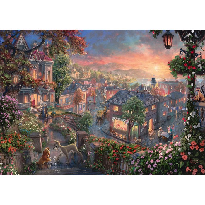 Puzzle  Schmidt-Spiele-59490 Thomas Kinkade - Disney - La Belle et le Clochard