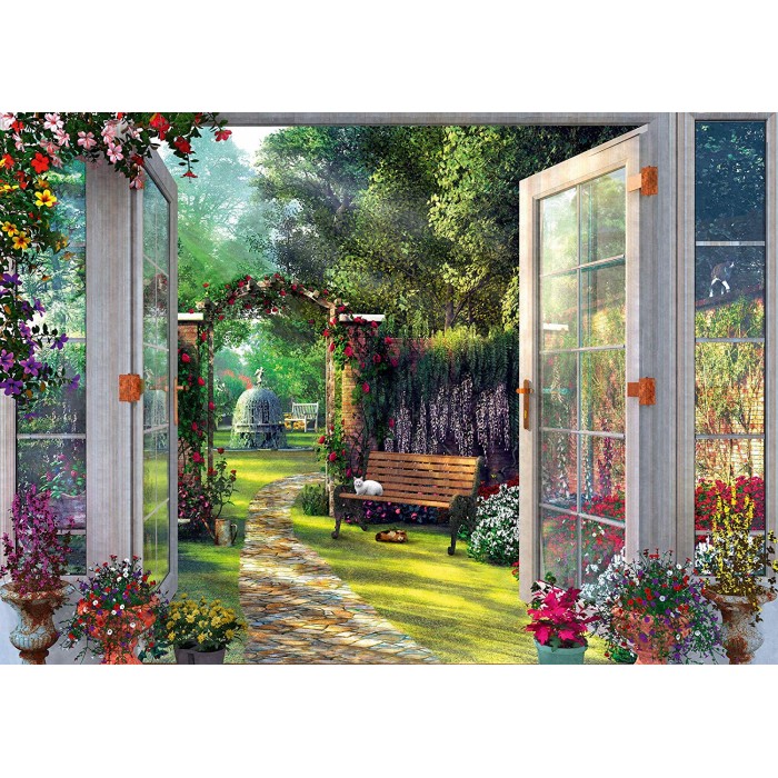 Puzzle  Schmidt-Spiele-59592 Dominic Davison - Vue sur le Jardin Hanté