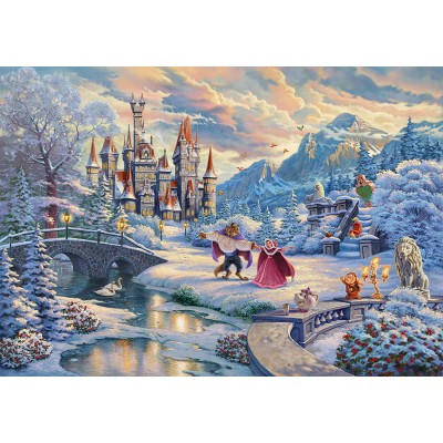 Puzzle Schmidt-Spiele-59671 Thomas Kinkade Disney - Beauty and the Beast, Magical Winter Evening