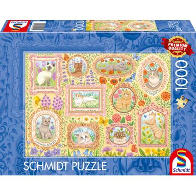 Puzzle Schmidt-Spiele-59792 Nobles Chats Parmi les Fleurs