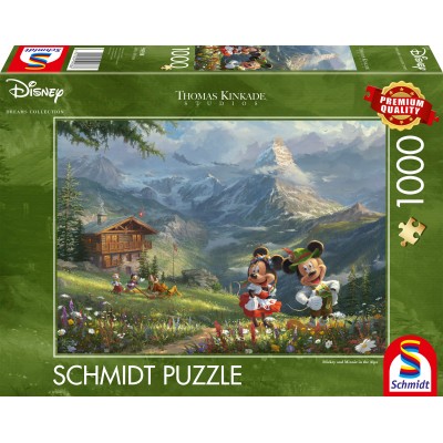 Puzzle Schmidt-Spiele-59938 Disney, Mickey et Minnie dans les Alpes