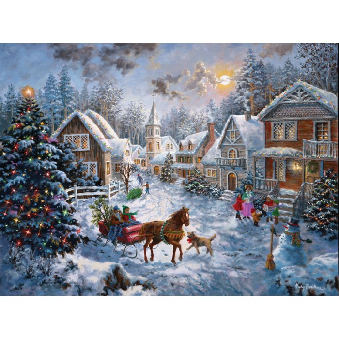 Puzzle  Sunsout-19236 Nicky Boehme - Merry Christmas