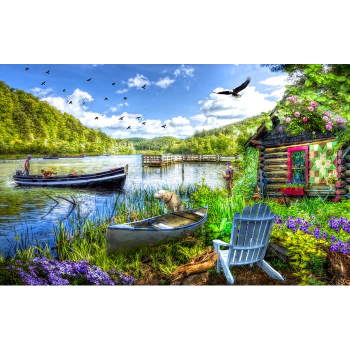 Puzzle Sunsout-30159 Chalet au Bord du Lac