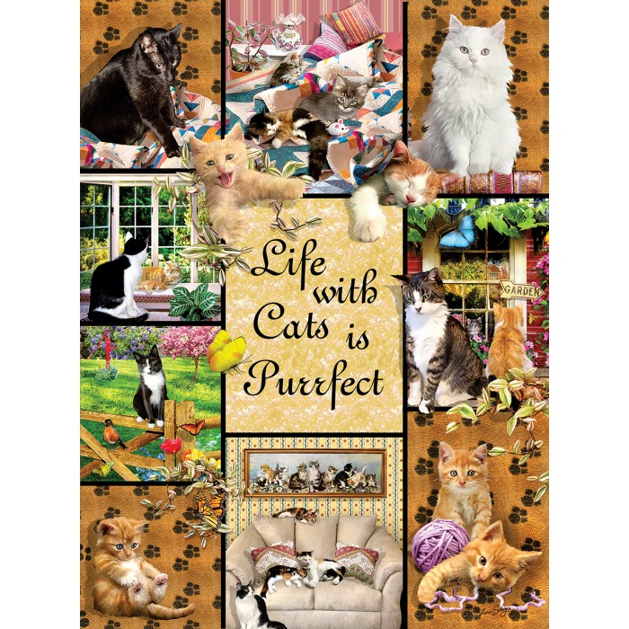 Puzzle  Sunsout-35215 Une Vie Parfaite grâce aux Chats