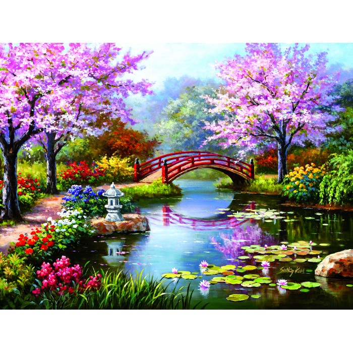 Puzzle  Sunsout-36632 Jardin Japonais en Fleurs