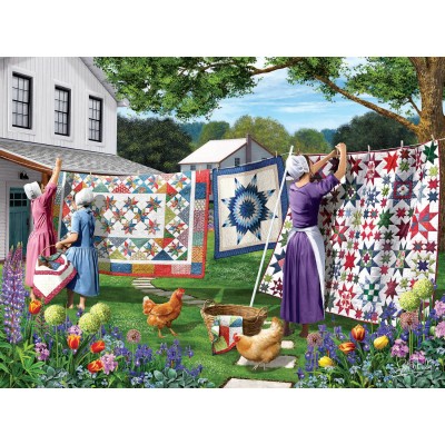 Puzzle Sunsout-42077 Sharon Steele - Quilts in the Backyard