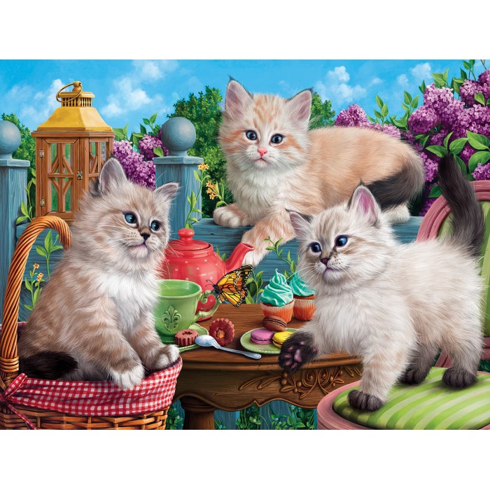 Puzzle  Sunsout-42909 Kitten Tea Party