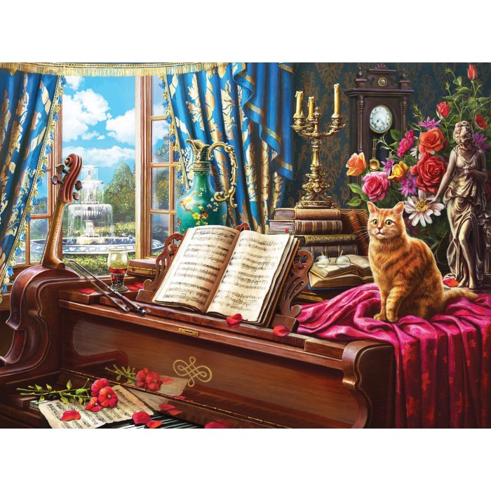 Puzzle  Sunsout-42936 Grand Piano Cat