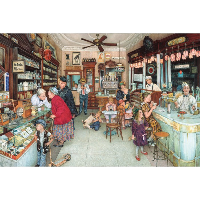 Puzzle  Sunsout-44274 Susan Brabeau - Soda Fountain