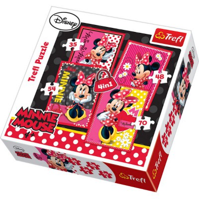 Trefl-34119 4 Puzzles en 1 : Minnie toute mimi