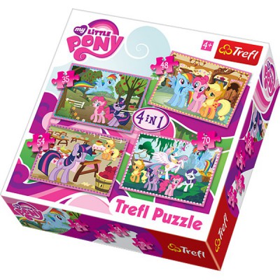 Trefl-34153 4 Puzzles en 1 : My Little Pony