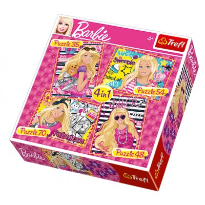 Trefl-34241 4 Puzzles - Barbie