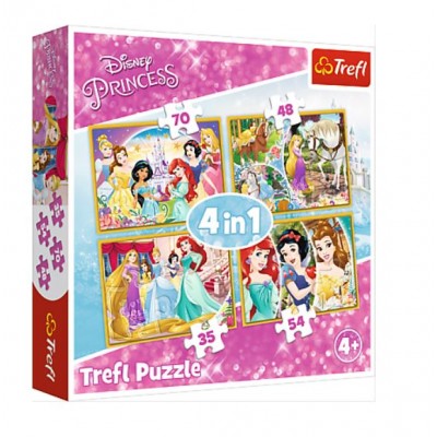 Puzzle Trefl-34309 4 in 1 - Happy Day of Princesses